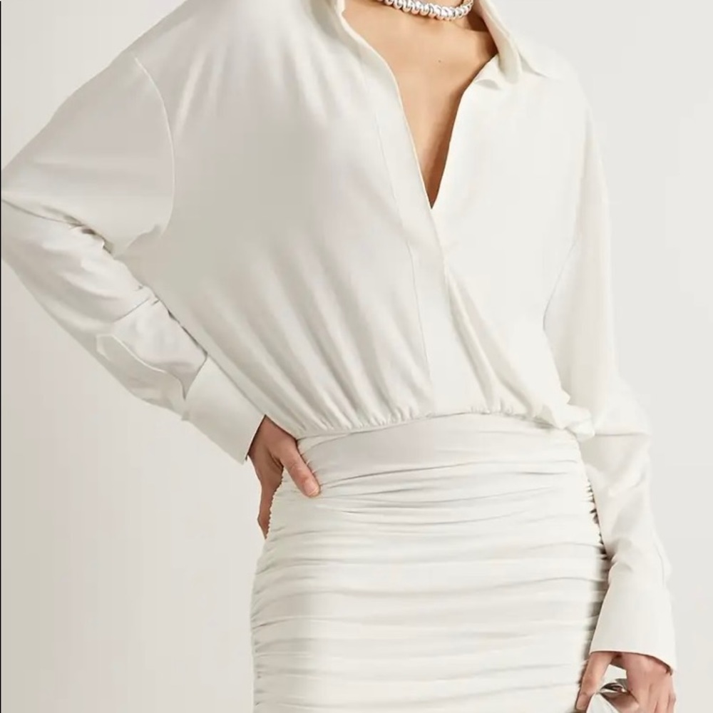 Norma kamali white shirt dress mini